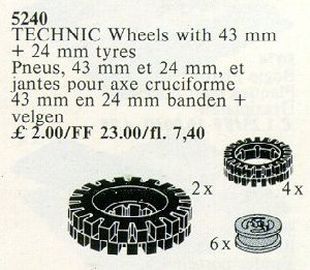 6 Wheel Hubs and Tyres 24mm (4) and 43 mm (2)