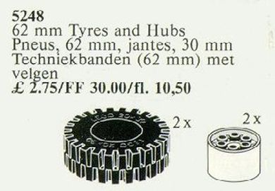2 Tyres and Hubs 62mm